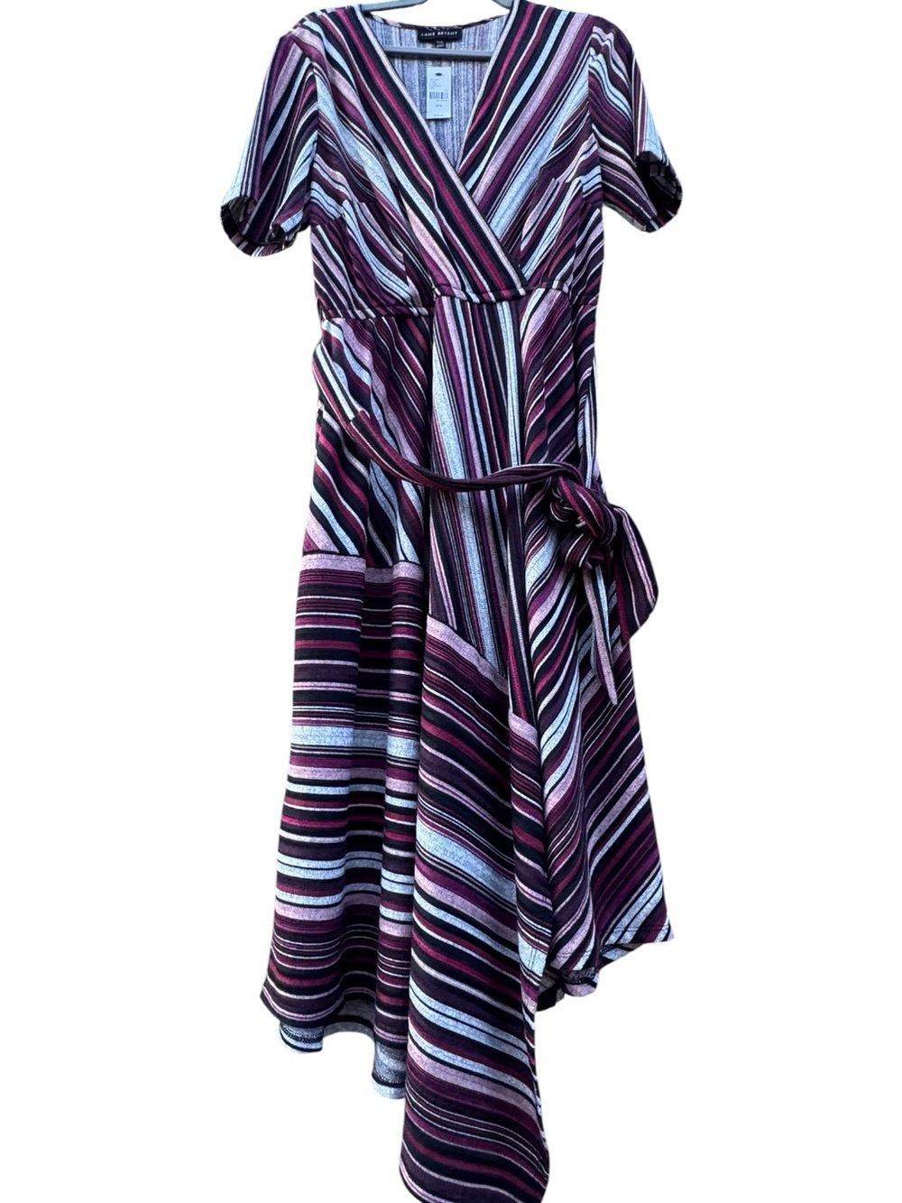 Lane Bryant Striped Wrap Maxi Dress - Pink, Purple & Black
